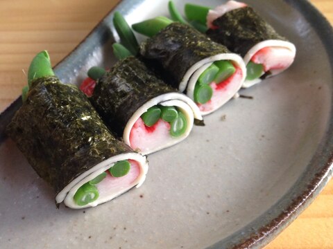 いんげんカニかまチーズ海苔巻き♪